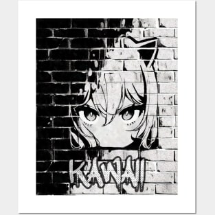 Kawaii Aesthetic Manga Nekomimi Anime Cat Girl Graffiti Art Style Posters and Art